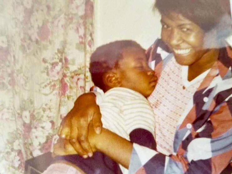George Floyd as a boy with his mother.