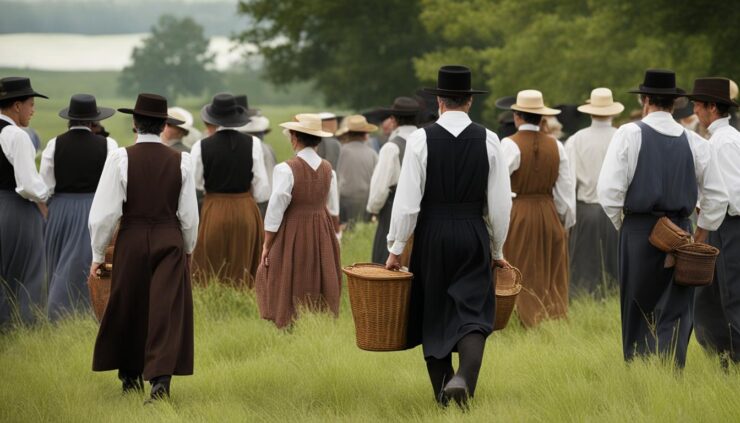 Amish religious gathering